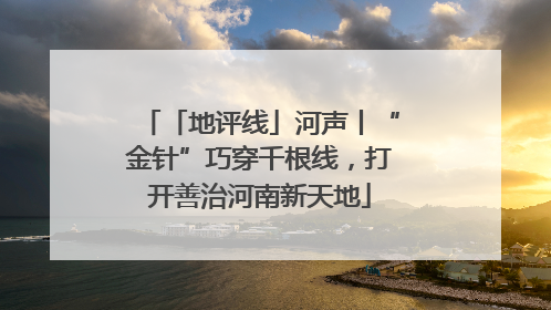 「地评线」河声丨“金针”巧穿千根线，打开善治河南新天地