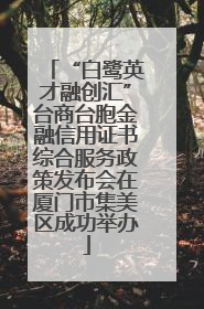 “白鹭英才融创汇”台商台胞金融信用证书综合服务政策发布会在厦门市集美区成功举办