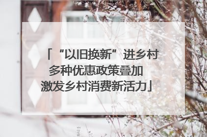 “以旧换新”进乡村 多种优惠政策叠加 激发乡村消费新活力