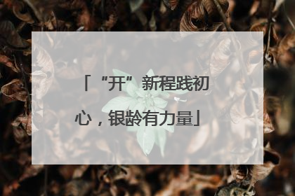“开”新程践初心，银龄有力量