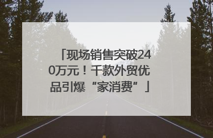 现场销售突破240万元！千款外贸优品引爆“家消费”