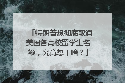 特朗普想彻底取消美国各高校留学生名额，究竟想干啥？