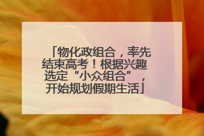 物化政组合，率先结束高考！根据兴趣选定“小众组合”，开始规划假期生活