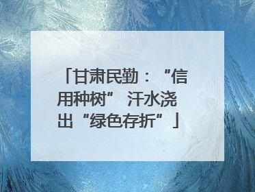甘肃民勤：“信用种树” 汗水浇出“绿色存折”