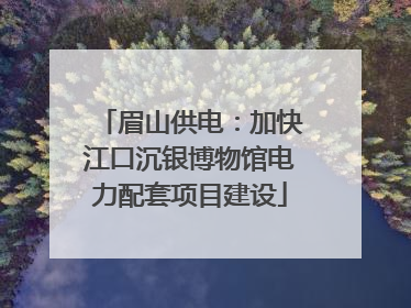 眉山供电：加快江口沉银博物馆电力配套项目建设