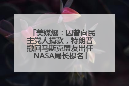 美媒爆：因曾向民主党人捐款，特朗普撤回马斯克盟友出任NASA局长提名