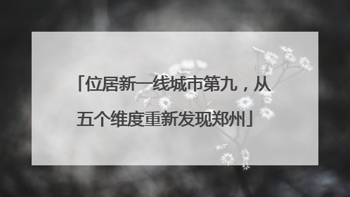 位居新一线城市第九，从五个维度重新发现郑州