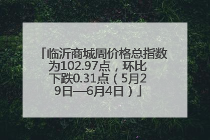 临沂商城周价格总指数为102.97点，环比下跌0.31点（5月29日—6月4日）