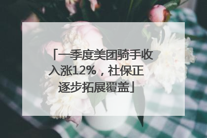 一季度美团骑手收入涨12%，社保正逐步拓展覆盖