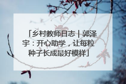 乡村教师日志｜郭泽宇：开心助学，让每粒种子长成最好模样