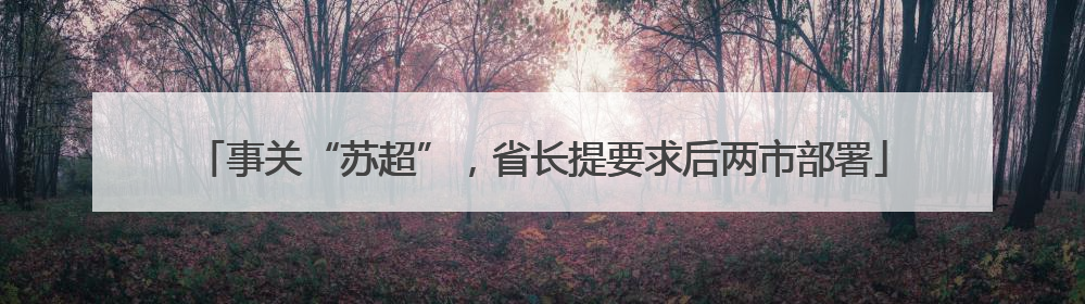 事关“苏超”，省长提要求后两市部署