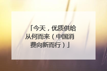 今天，优质供给从何而来（中国消费向新而行）