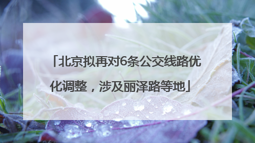 北京拟再对6条公交线路优化调整，涉及丽泽路等地