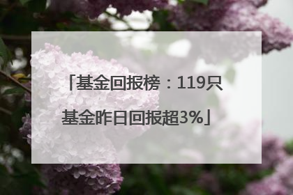 基金回报榜：119只基金昨日回报超3%