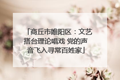 商丘市睢阳区：文艺搭台理论唱戏 党的声音飞入寻常百姓家