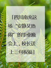 四川南充这场“安静又热闹”的毕业晚会上，校长送上三句祝福