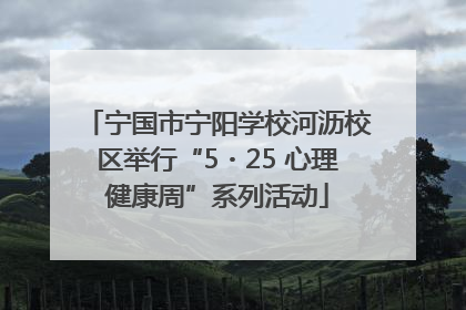 宁国市宁阳学校河沥校区举行“5・25 心理健康周”系列活动