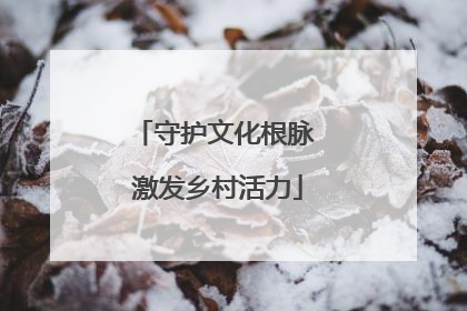 守护文化根脉 激发乡村活力