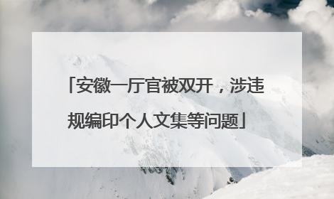 安徽一厅官被双开，涉违规编印个人文集等问题