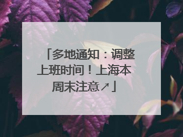 多地通知：调整上班时间！上海本周末注意↗