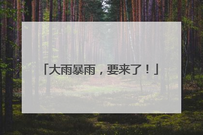 大雨暴雨，要来了！