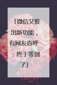 微信又推出新功能，有网友直呼：终于等到了