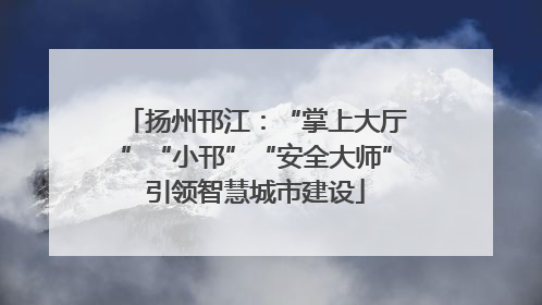 扬州邗江：“掌上大厅”“小邗”“安全大师”引领智慧城市建设