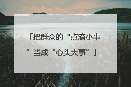 把群众的“点滴小事”当成“心头大事”