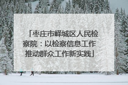 枣庄市峄城区人民检察院：以检察信息工作推动群众工作新实践
