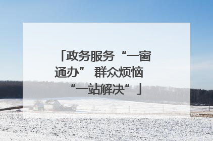政务服务“一窗通办” 群众烦恼“一站解决”
