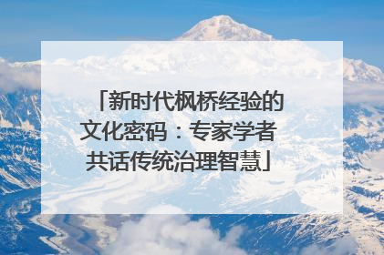 新时代枫桥经验的文化密码：专家学者共话传统治理智慧