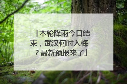 本轮降雨今日结束，武汉何时入梅？最新预报来了