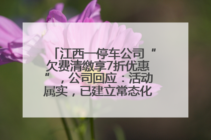 江西一停车公司“欠费清缴享7折优惠”，公司回应：活动属实，已建立常态化诉讼追缴机制