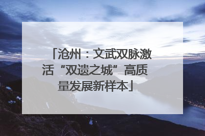 沧州：文武双脉激活“双遗之城”高质量发展新样本