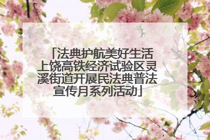 法典护航美好生活 上饶高铁经济试验区灵溪街道开展民法典普法宣传月系列活动