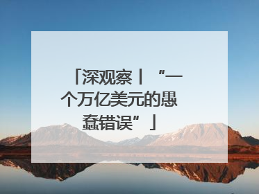 深观察丨“一个万亿美元的愚蠢错误”