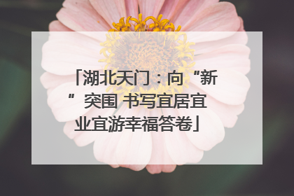 湖北天门：向“新”突围 书写宜居宜业宜游幸福答卷