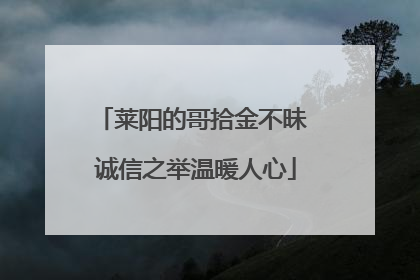 莱阳的哥拾金不昧 诚信之举温暖人心