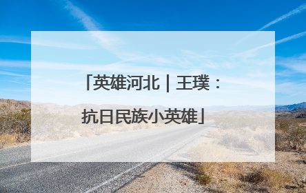 英雄河北｜王璞：抗日民族小英雄