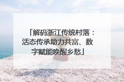 解码浙江传统村落：活态传承助力共富、数字赋能唤醒乡愁