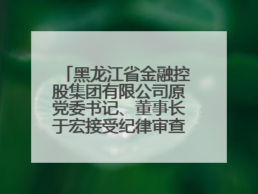 黑龙江省金融控股集团有限公司原党委书记、董事长于宏接受纪律审查和监察调查