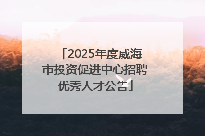2025年度威海市投资促进中心招聘优秀人才公告