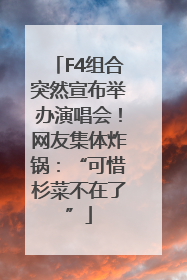 F4组合突然宣布举办演唱会！网友集体炸锅：“可惜杉菜不在了”